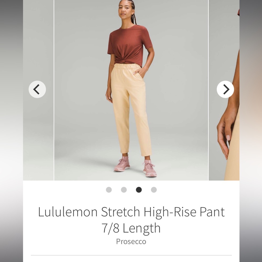 Lululemon Stretch High-Rise Pant
7/8 Length Prosecco. Size 6. EUC